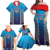 Custom Mumbai 2025 Cricket Indians Family Matching Off Shoulder Maxi Dress and Hawaiian Shirt Aali Re Play Like Mumbai