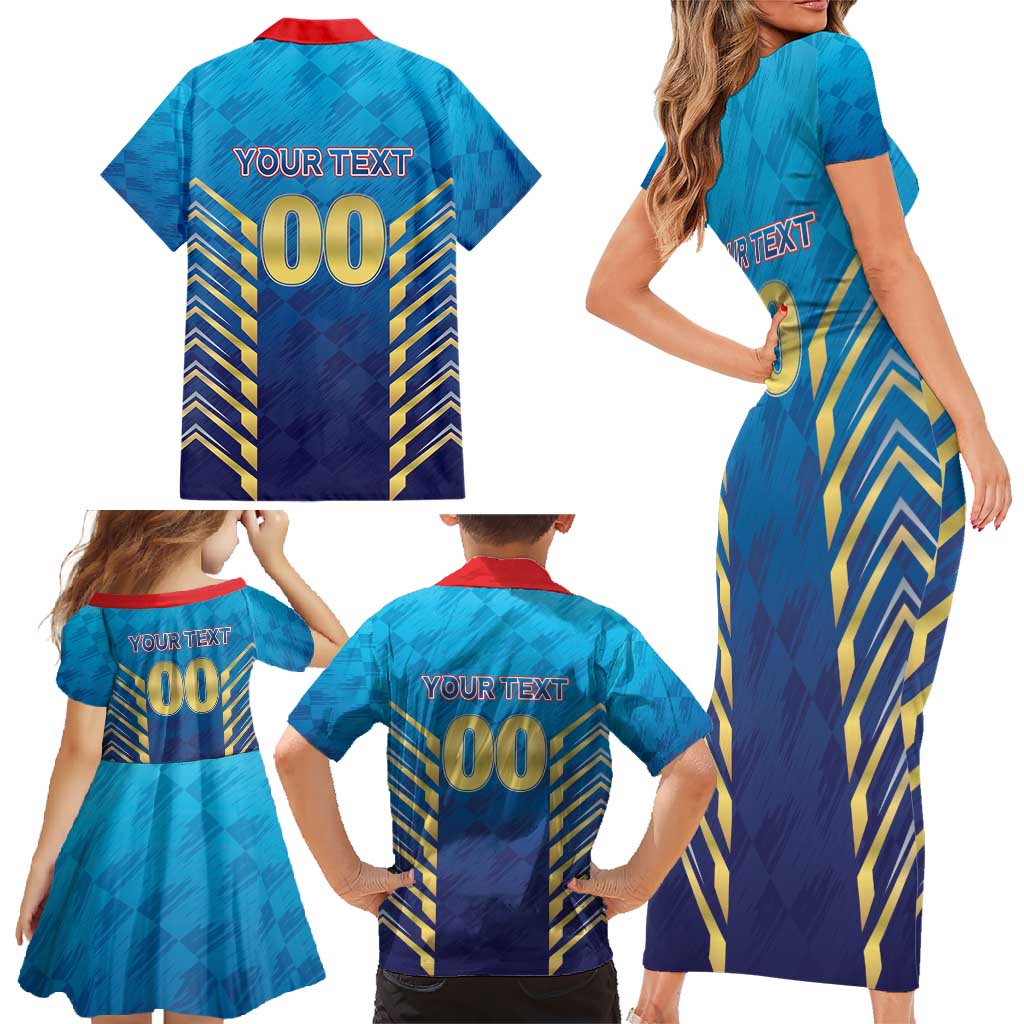 Custom Mumbai 2025 Cricket Indians Family Matching Short Sleeve Bodycon Dress and Hawaiian Shirt Aali Re Play Like Mumbai
