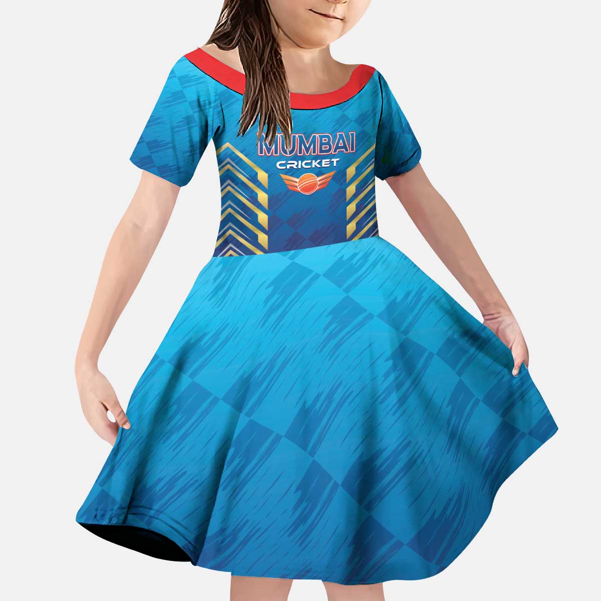 Custom Mumbai 2025 Cricket Indians Kid Short Sleeve Dress Aali Re Play Like Mumbai