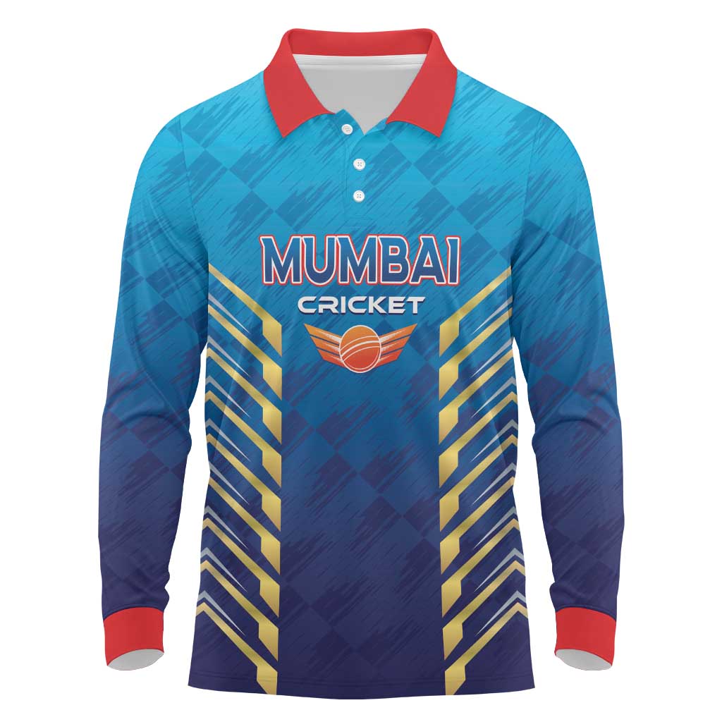 Custom Mumbai 2025 Cricket Indians Long Sleeve Polo Shirt Aali Re Play Like Mumbai