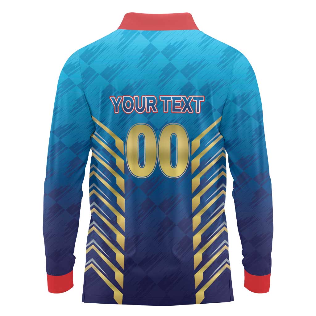Custom Mumbai 2025 Cricket Indians Long Sleeve Polo Shirt Aali Re Play Like Mumbai
