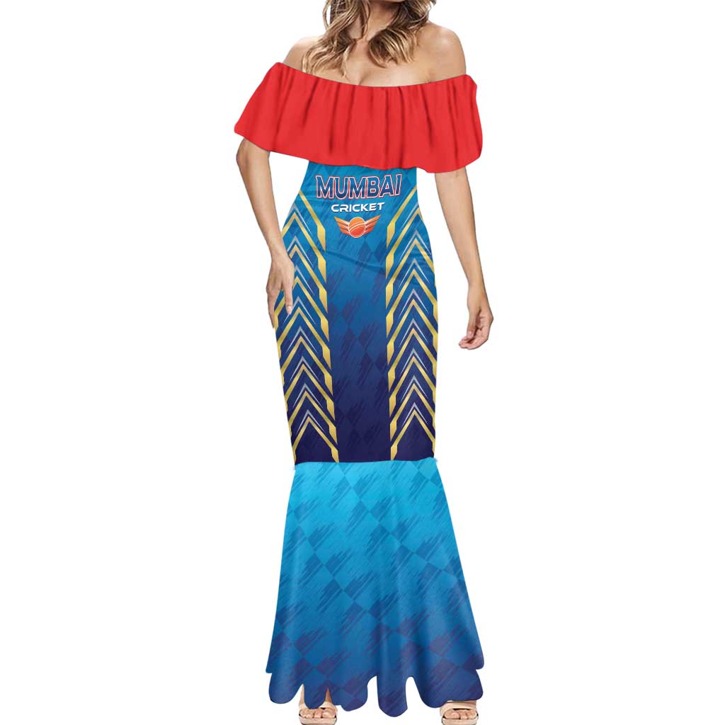 Custom Mumbai 2025 Cricket Indians Mermaid Dress Aali Re Play Like Mumbai