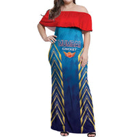Custom Mumbai 2025 Cricket Indians Off Shoulder Maxi Dress Aali Re Play Like Mumbai