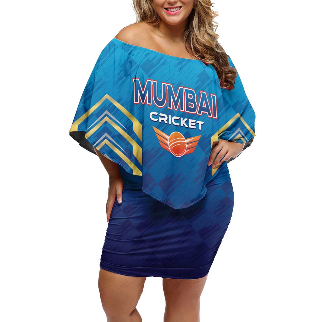 Custom Mumbai 2025 Cricket Indians Off Shoulder Short Dress Aali Re Play Like Mumbai