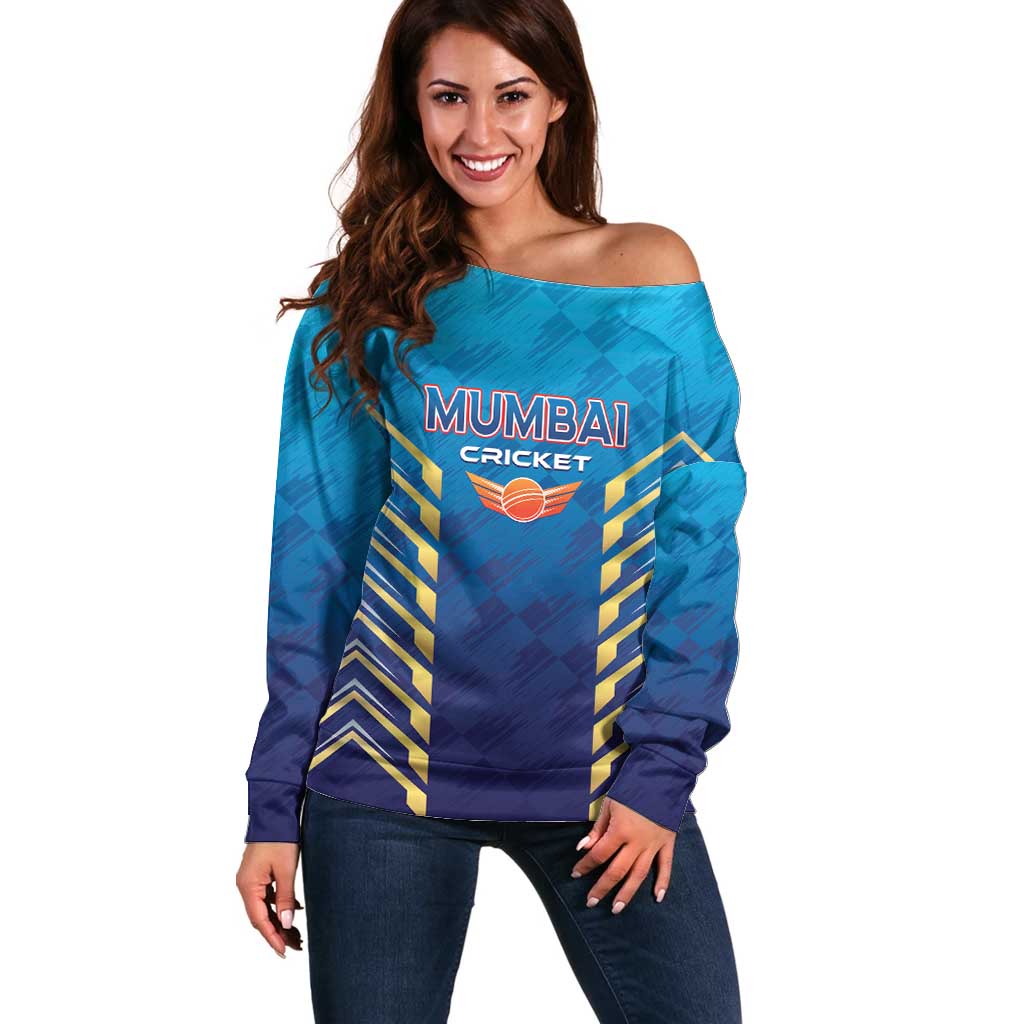 Custom Mumbai 2025 Cricket Indians Off Shoulder Sweater Aali Re Play Like Mumbai