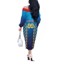Custom Mumbai 2025 Cricket Indians Off The Shoulder Long Sleeve Dress Aali Re Play Like Mumbai