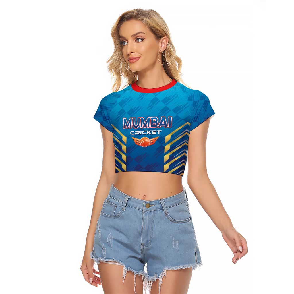 Custom Mumbai 2025 Cricket Indians Raglan Cropped T Shirt Aali Re Play Like Mumbai