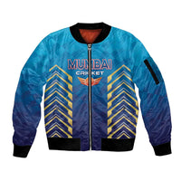 Custom Mumbai 2025 Cricket Indians Sleeve Zip Bomber Jacket Aali Re Play Like Mumbai
