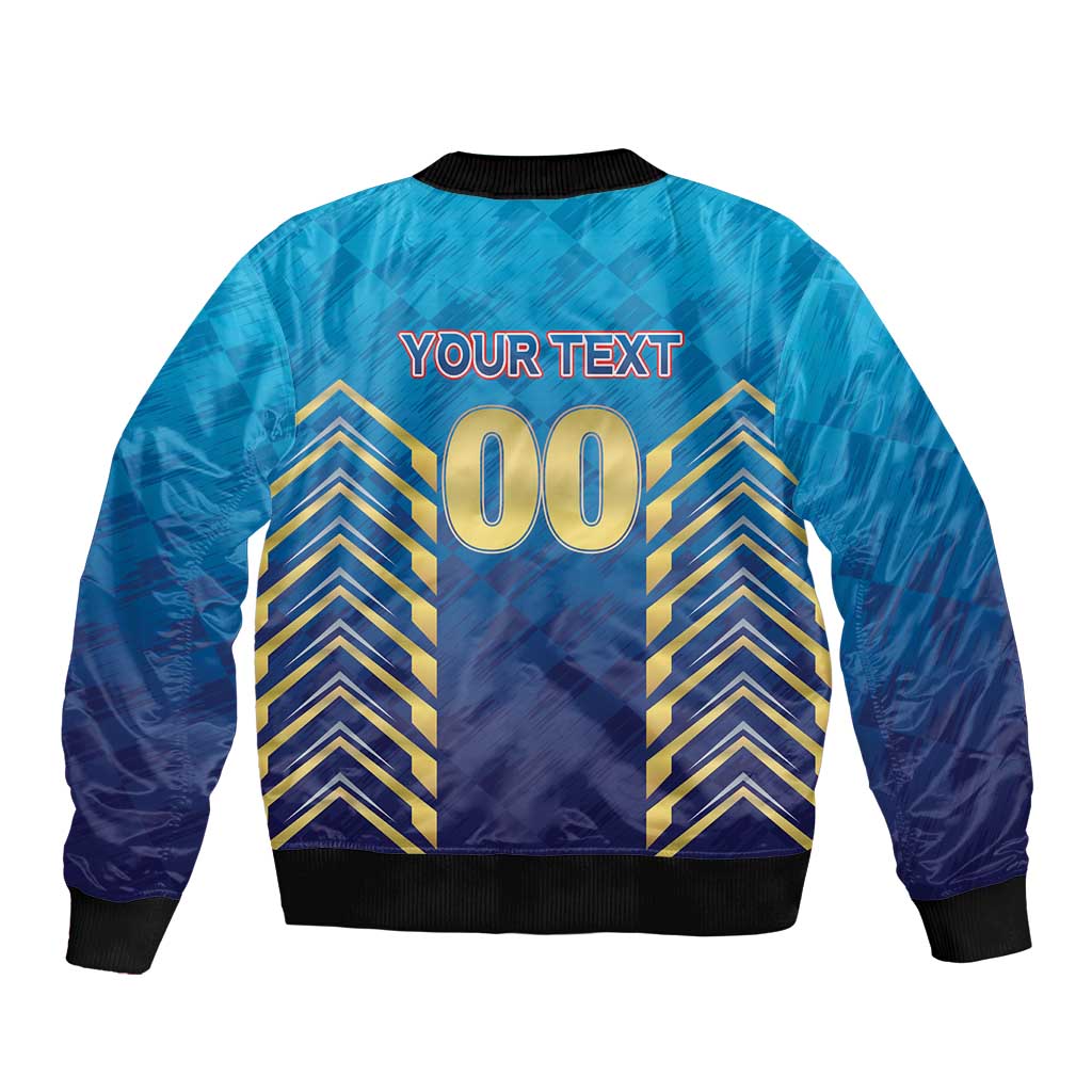 Custom Mumbai 2025 Cricket Indians Sleeve Zip Bomber Jacket Aali Re Play Like Mumbai