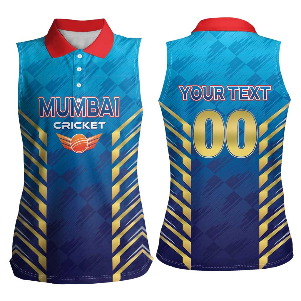 Custom Mumbai 2025 Cricket Indians Women Sleeveless Polo Shirt Aali Re Play Like Mumbai