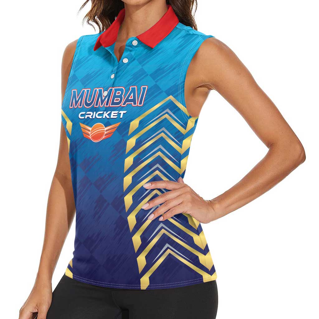 Custom Mumbai 2025 Cricket Indians Women Sleeveless Polo Shirt Aali Re Play Like Mumbai
