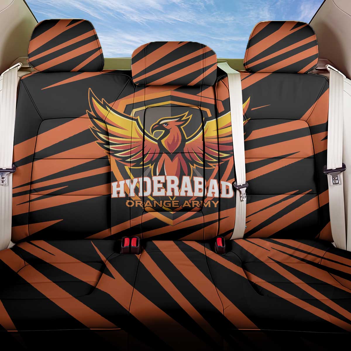 Hyderabad 2025 Cricket Sunrisers Back Car Seat Cover Orange Army Play With Fire