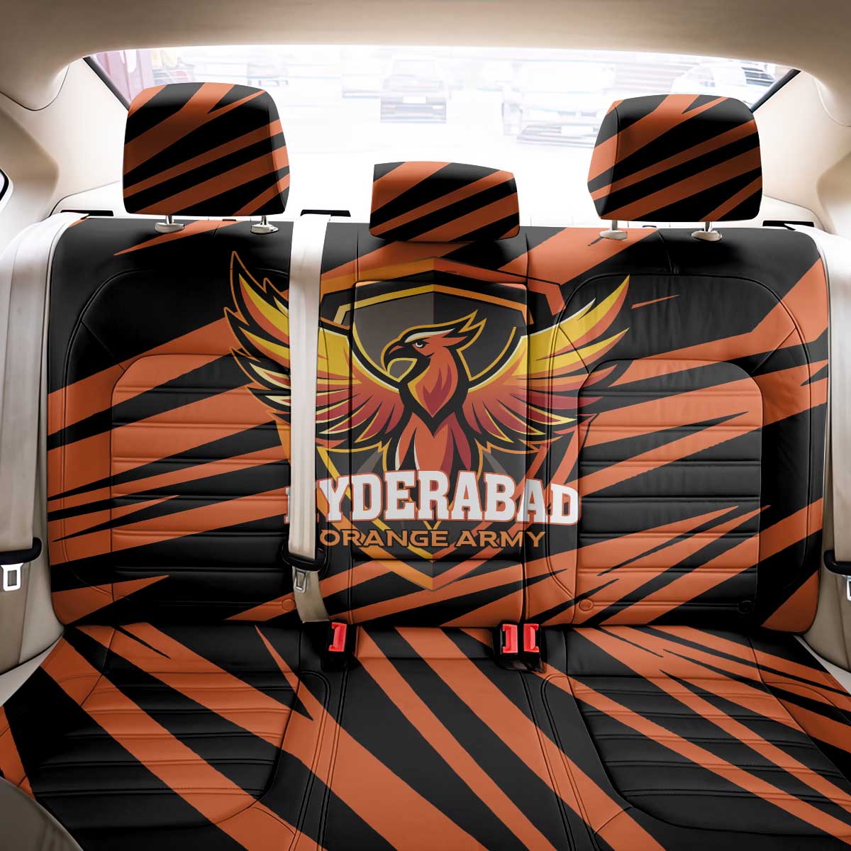 Hyderabad 2025 Cricket Sunrisers Back Car Seat Cover Orange Army Play With Fire