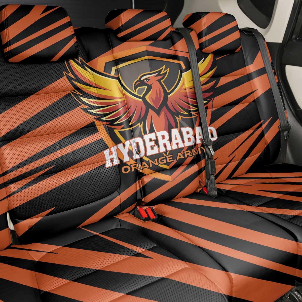 Hyderabad 2025 Cricket Sunrisers Back Car Seat Cover Orange Army Play With Fire