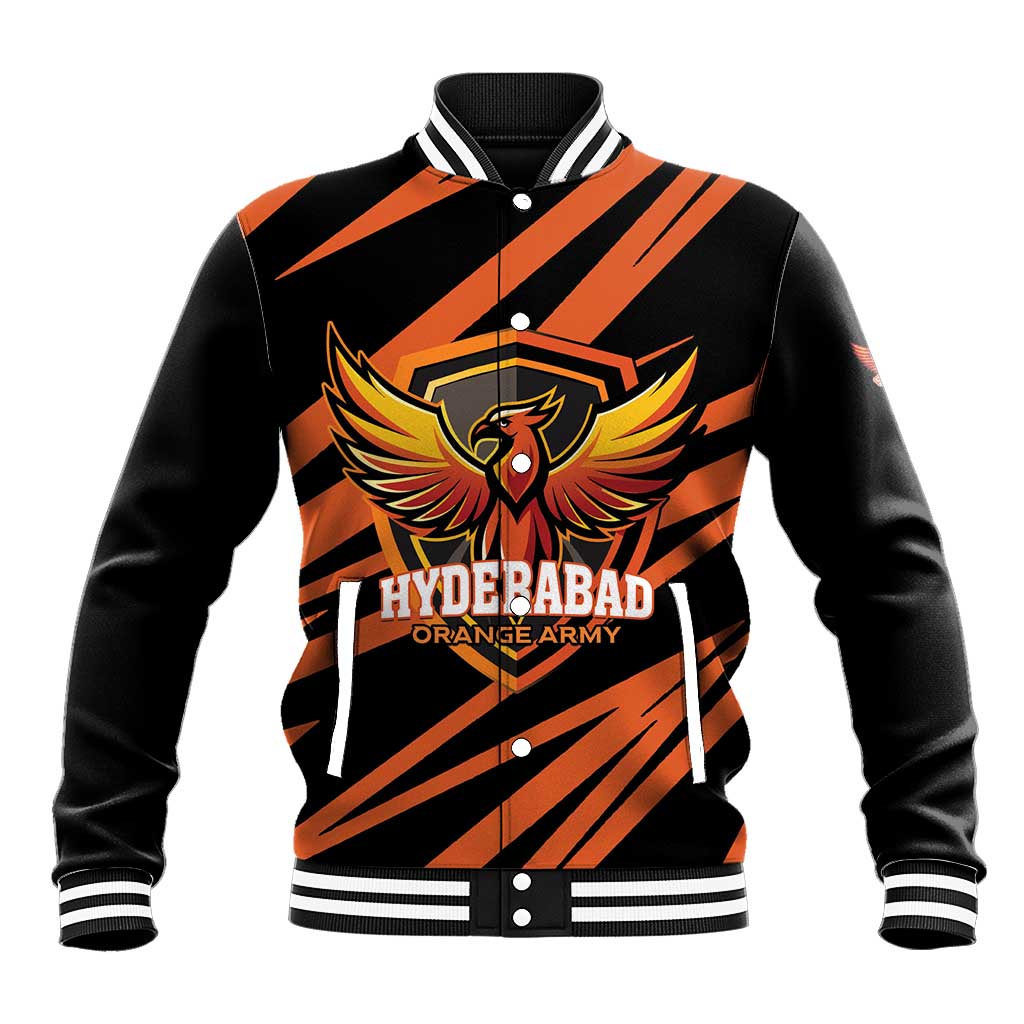 Custom Hyderabad 2025 Cricket Sunrisers Baseball Jacket Orange Army Play With Fire