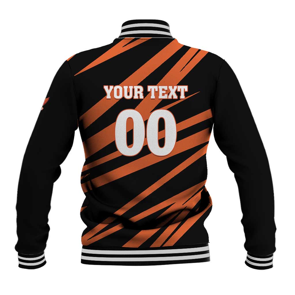 Custom Hyderabad 2025 Cricket Sunrisers Baseball Jacket Orange Army Play With Fire