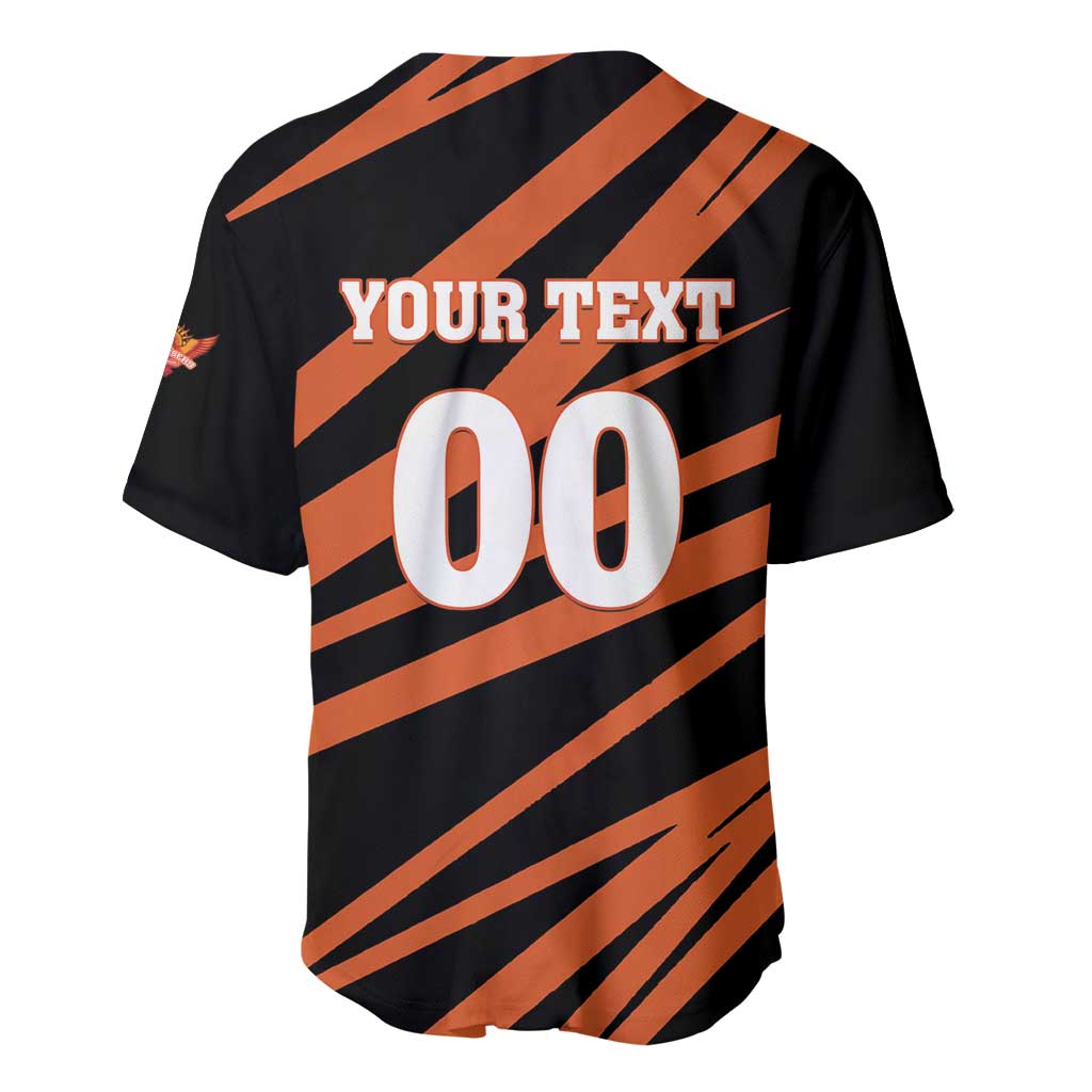 Custom Hyderabad 2025 Cricket Sunrisers Baseball Jersey Orange Army Play With Fire
