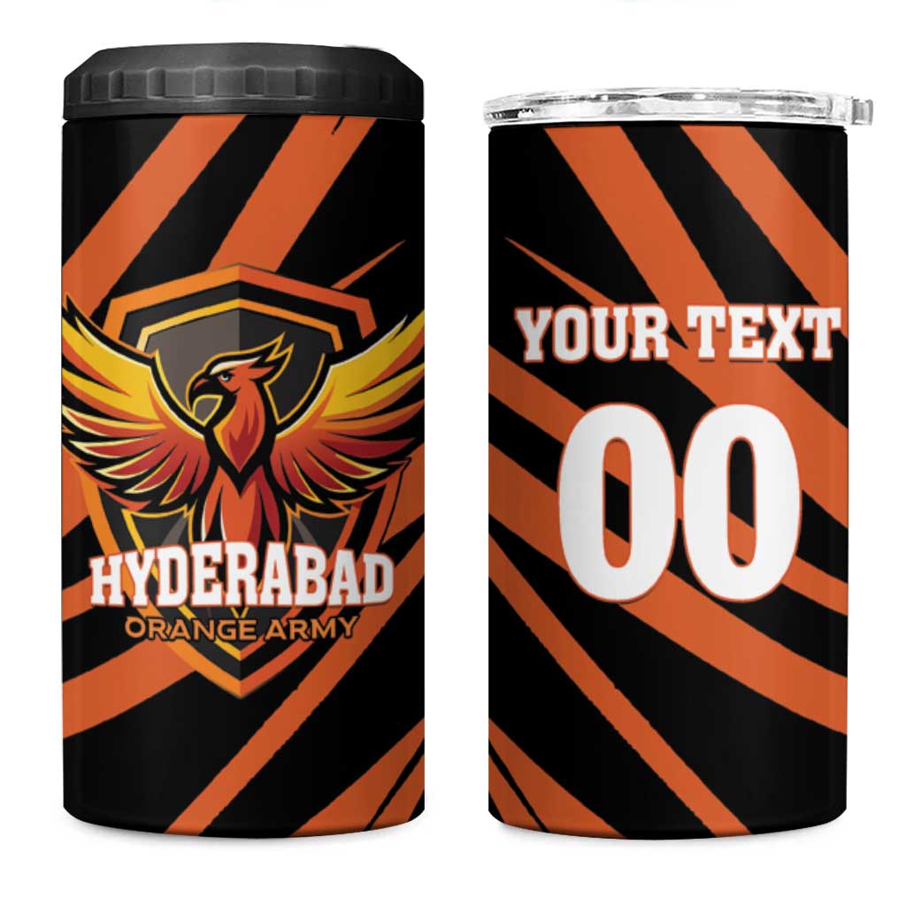 Custom Hyderabad 2025 Cricket Sunrisers 4 in 1 Can Cooler Tumbler Orange Army Play With Fire