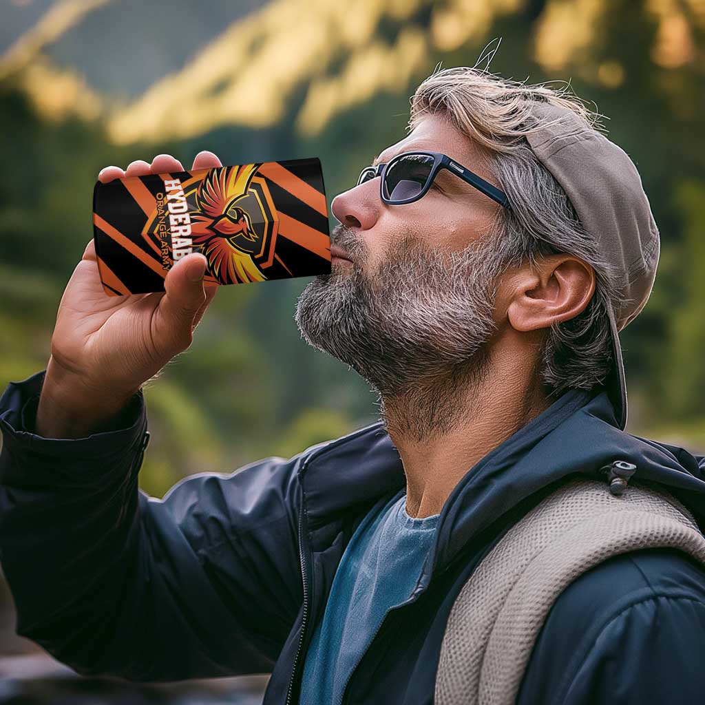 Custom Hyderabad 2025 Cricket Sunrisers 4 in 1 Can Cooler Tumbler Orange Army Play With Fire