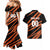 Custom Hyderabad 2025 Cricket Sunrisers Couples Matching Mermaid Dress and Hawaiian Shirt Orange Army Play With Fire