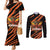 Custom Hyderabad 2025 Cricket Sunrisers Couples Matching Mermaid Dress and Long Sleeve Button Shirt Orange Army Play With Fire