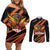 Custom Hyderabad 2025 Cricket Sunrisers Couples Matching Off Shoulder Short Dress and Long Sleeve Button Shirt Orange Army Play With Fire