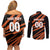 Custom Hyderabad 2025 Cricket Sunrisers Couples Matching Off Shoulder Short Dress and Long Sleeve Button Shirt Orange Army Play With Fire