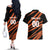 Custom Hyderabad 2025 Cricket Sunrisers Couples Matching Off The Shoulder Long Sleeve Dress and Hawaiian Shirt Orange Army Play With Fire