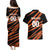 Custom Hyderabad 2025 Cricket Sunrisers Couples Matching Puletasi and Hawaiian Shirt Orange Army Play With Fire