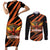 Custom Hyderabad 2025 Cricket Sunrisers Couples Matching Short Sleeve Bodycon Dress and Long Sleeve Button Shirt Orange Army Play With Fire