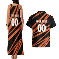 Custom Hyderabad 2025 Cricket Sunrisers Couples Matching Tank Maxi Dress and Hawaiian Shirt Orange Army Play With Fire