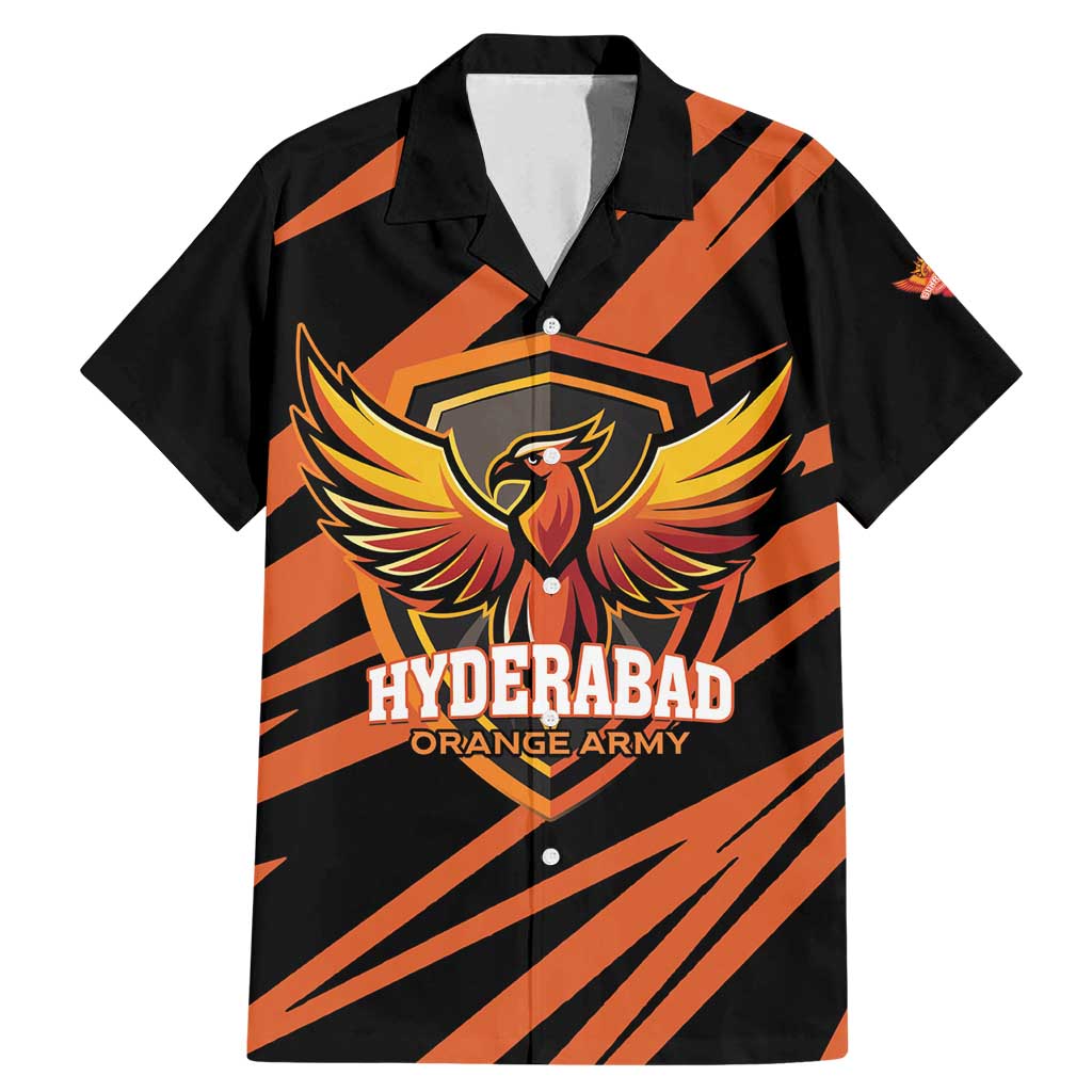 Custom Hyderabad 2025 Cricket Sunrisers Family Matching Mermaid Dress and Hawaiian Shirt Orange Army Play With Fire