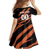 Custom Hyderabad 2025 Cricket Sunrisers Family Matching Off The Shoulder Long Sleeve Dress and Hawaiian Shirt Orange Army Play With Fire