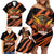 Custom Hyderabad 2025 Cricket Sunrisers Family Matching Off Shoulder Short Dress and Hawaiian Shirt Orange Army Play With Fire