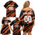 Custom Hyderabad 2025 Cricket Sunrisers Family Matching Off Shoulder Short Dress and Hawaiian Shirt Orange Army Play With Fire