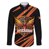 Custom Hyderabad 2025 Cricket Sunrisers Family Matching Off Shoulder Short Dress and Hawaiian Shirt Orange Army Play With Fire