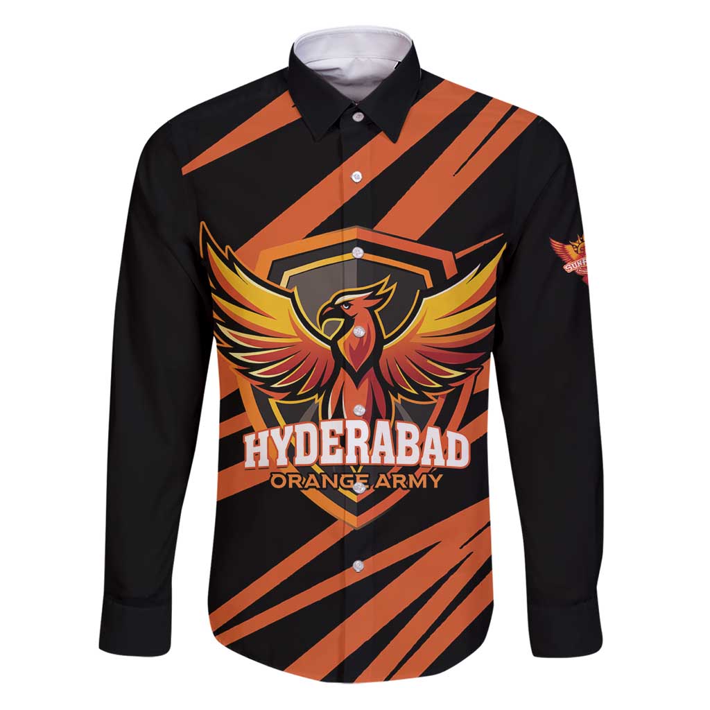 Custom Hyderabad 2025 Cricket Sunrisers Family Matching Puletasi and Hawaiian Shirt Orange Army Play With Fire