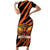 Custom Hyderabad 2025 Cricket Sunrisers Family Matching Short Sleeve Bodycon Dress and Hawaiian Shirt Orange Army Play With Fire