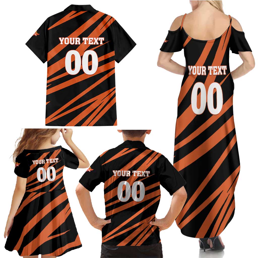 Custom Hyderabad 2025 Cricket Sunrisers Family Matching Summer Maxi Dress and Hawaiian Shirt Orange Army Play With Fire