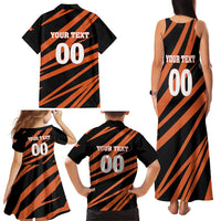 Custom Hyderabad 2025 Cricket Sunrisers Family Matching Tank Maxi Dress and Hawaiian Shirt Orange Army Play With Fire