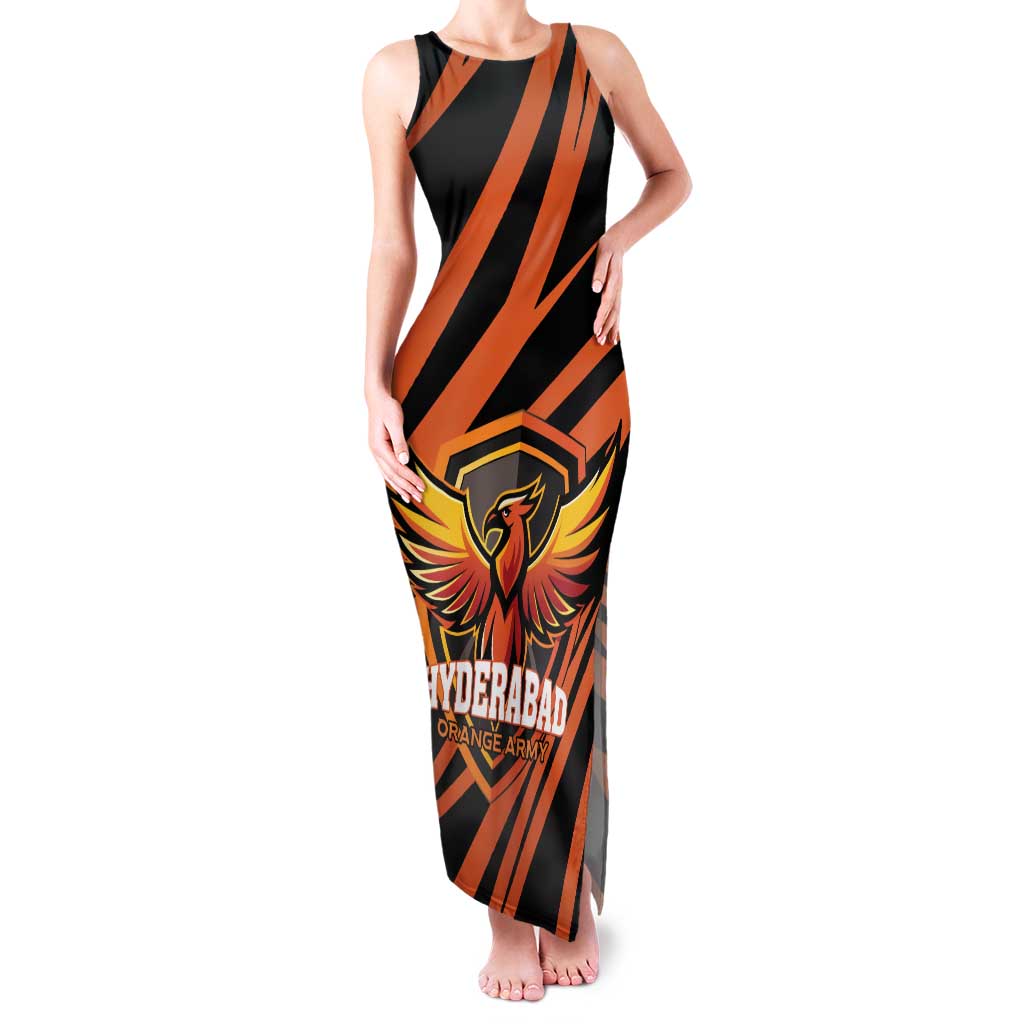 Custom Hyderabad 2025 Cricket Sunrisers Family Matching Tank Maxi Dress and Hawaiian Shirt Orange Army Play With Fire