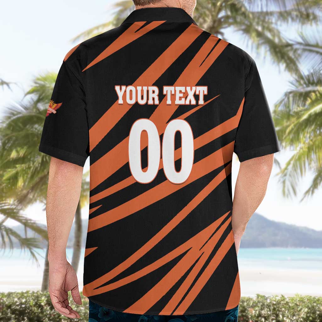 Custom Hyderabad 2025 Cricket Sunrisers Hawaiian Shirt Orange Army Play With Fire