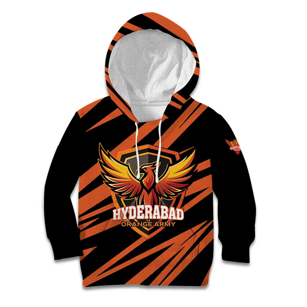 Custom Hyderabad 2025 Cricket Sunrisers Kid Hoodie Orange Army Play With Fire
