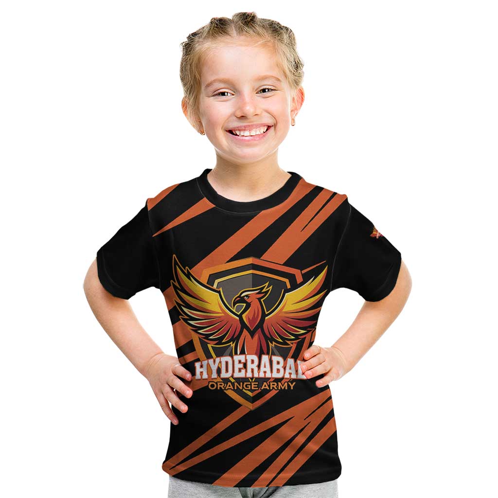 Custom Hyderabad 2025 Cricket Sunrisers Kid T Shirt Orange Army Play With Fire