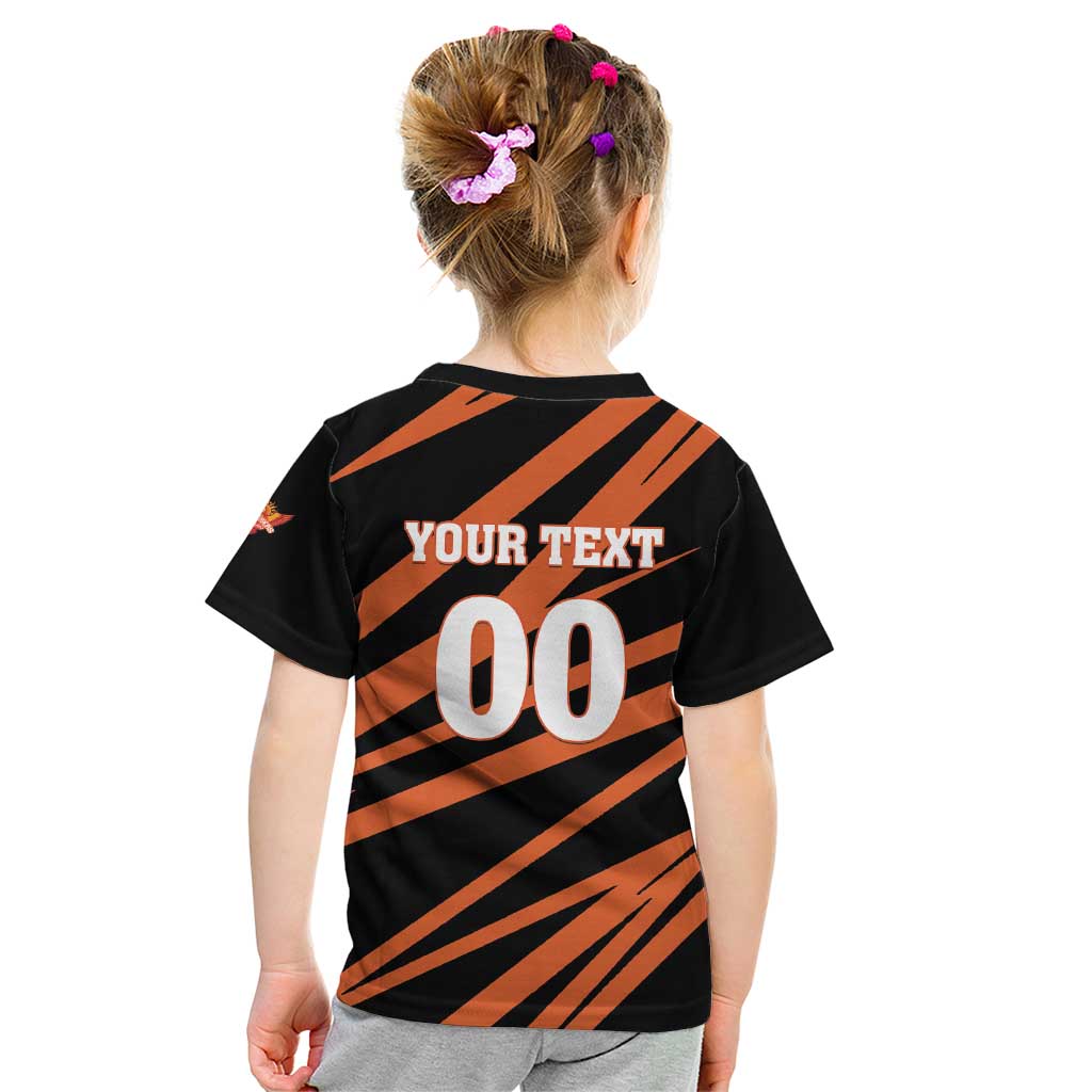 Custom Hyderabad 2025 Cricket Sunrisers Kid T Shirt Orange Army Play With Fire