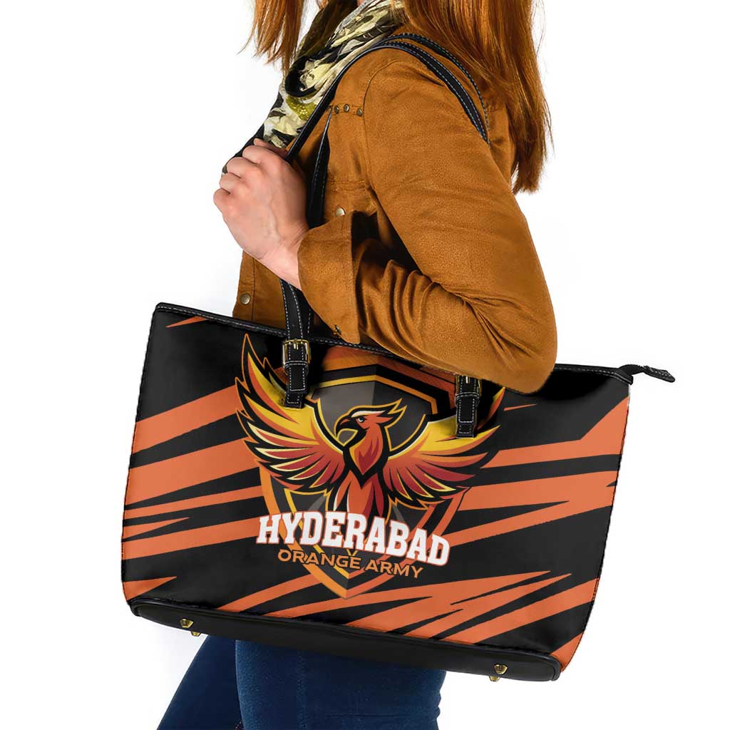 Hyderabad 2025 Cricket Sunrisers Leather Tote Bag Orange Army Play With Fire