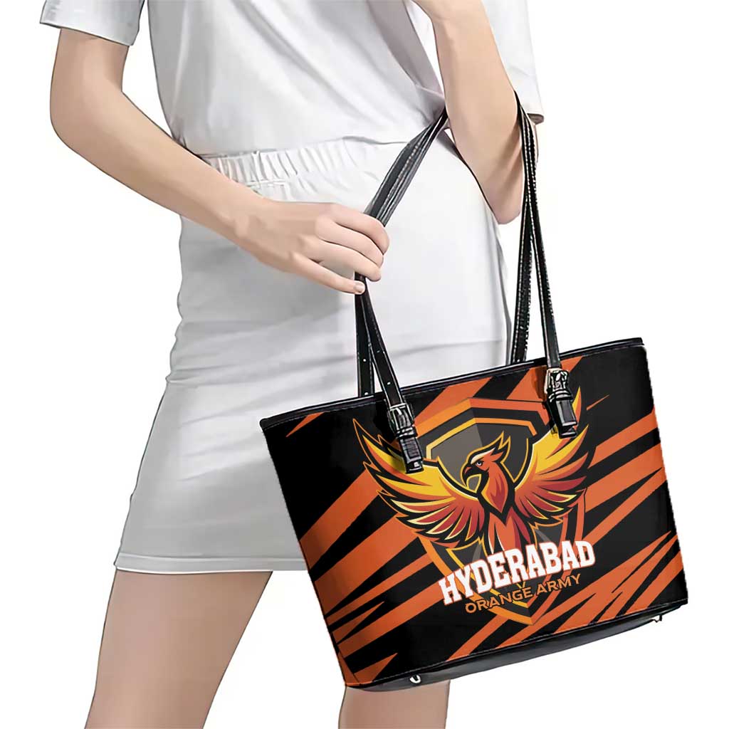 Hyderabad 2025 Cricket Sunrisers Leather Tote Bag Orange Army Play With Fire