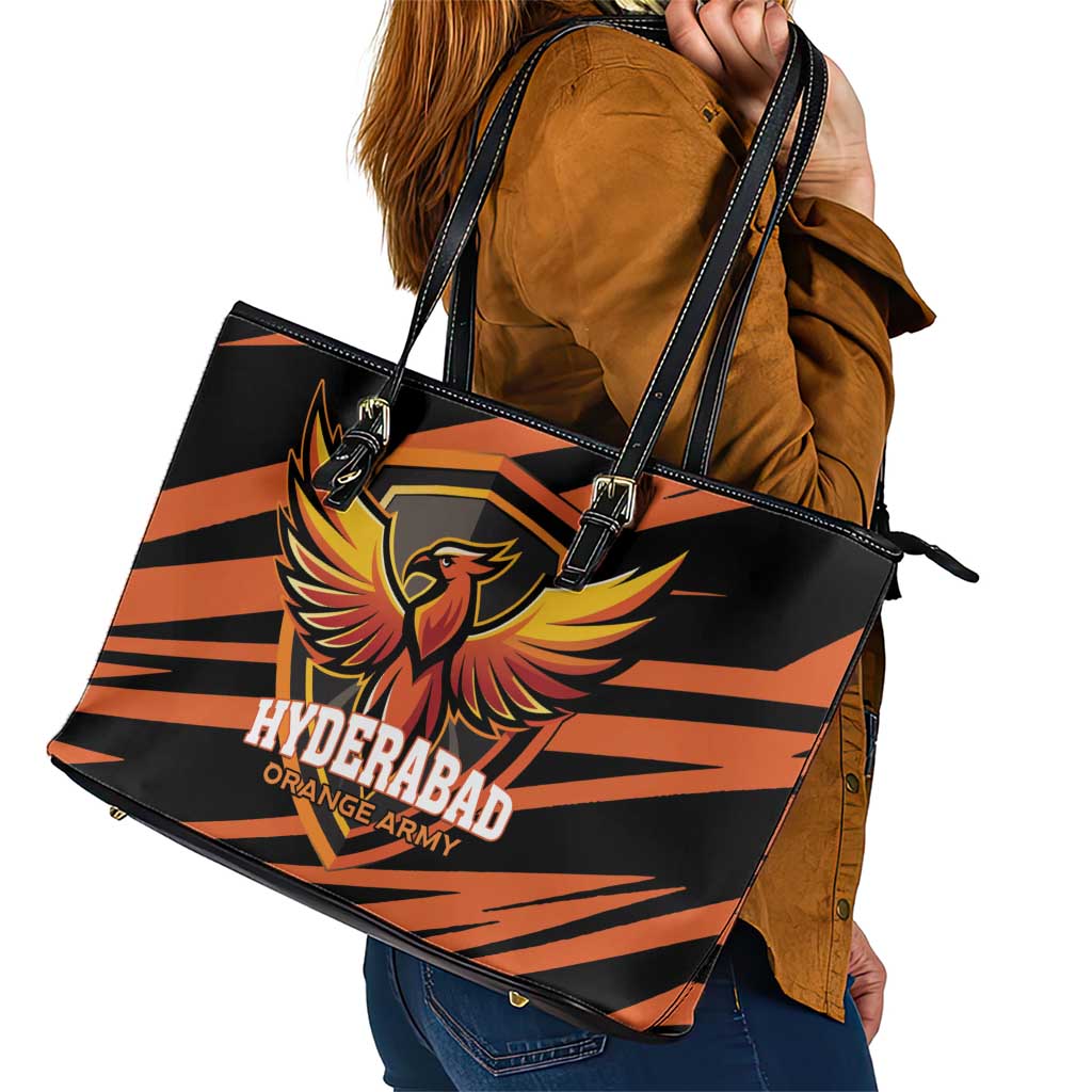 Hyderabad 2025 Cricket Sunrisers Leather Tote Bag Orange Army Play With Fire