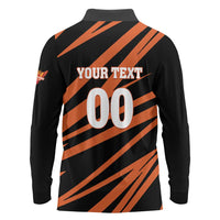 Custom Hyderabad 2025 Cricket Sunrisers Long Sleeve Polo Shirt Orange Army Play With Fire