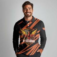 Custom Hyderabad 2025 Cricket Sunrisers Long Sleeve Polo Shirt Orange Army Play With Fire